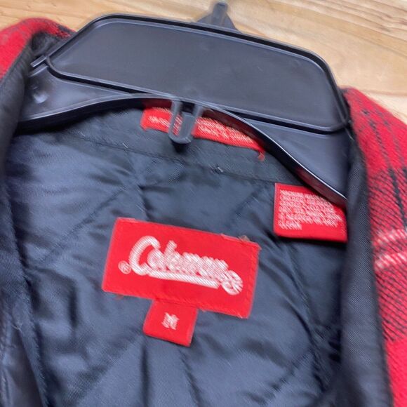 Vintage Coleman Shirt Medium Red Black Wool Blend Button Up Jac Jacket Plaid - Picture 4 of 14